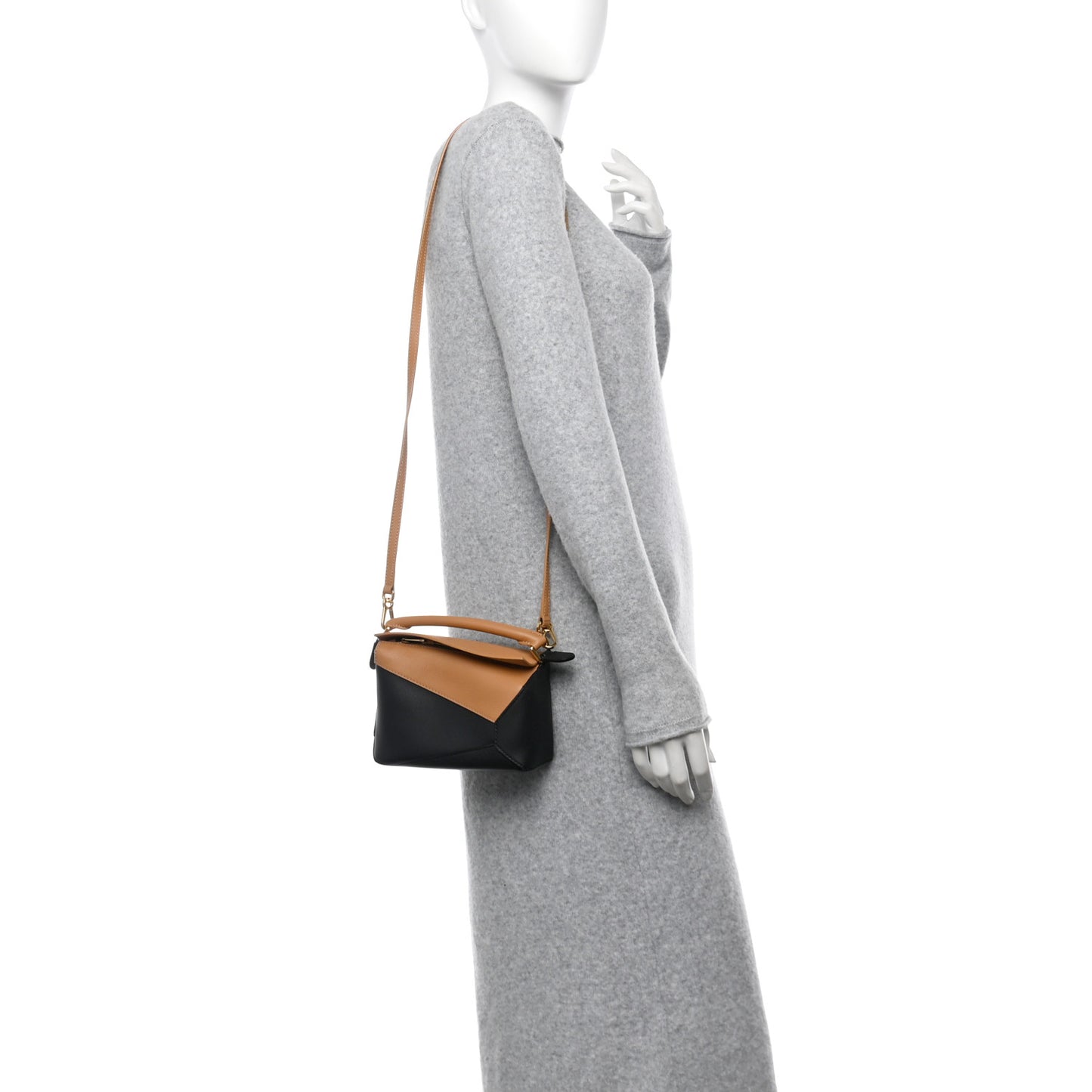 Calfskin Mini Puzzle Edge Bag Warm Desert Black