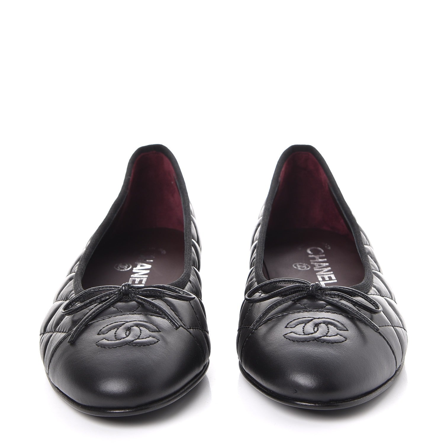 Chanel Aged Calfskin Quilted Cap Toe Ballerina Flats 38.5 Black 2 of 9