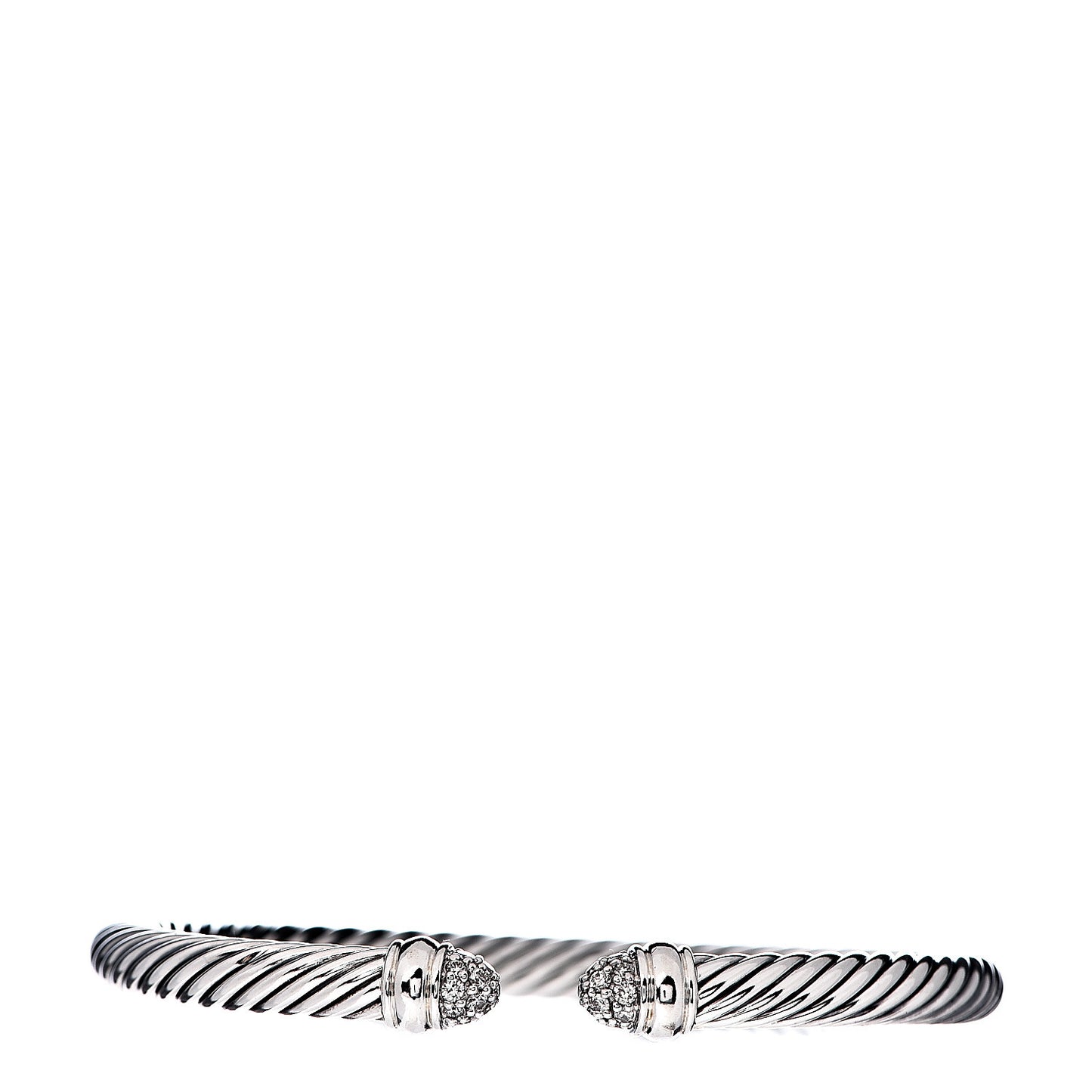 Sterling Silver Pave Diamond 5mm Cable Classics Bracelet