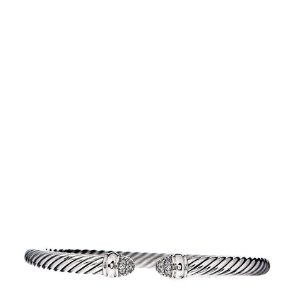 David Yurman Sterling Silver Pave Diamond 5mm Cable Classics Bracelet 1 of 4