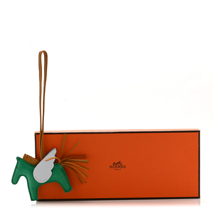 Hermes Milo Lambskin Grigri Rodeo Pegase Horse Bag Charm PM Menthe Sesame Bleu Brume 5 of 5