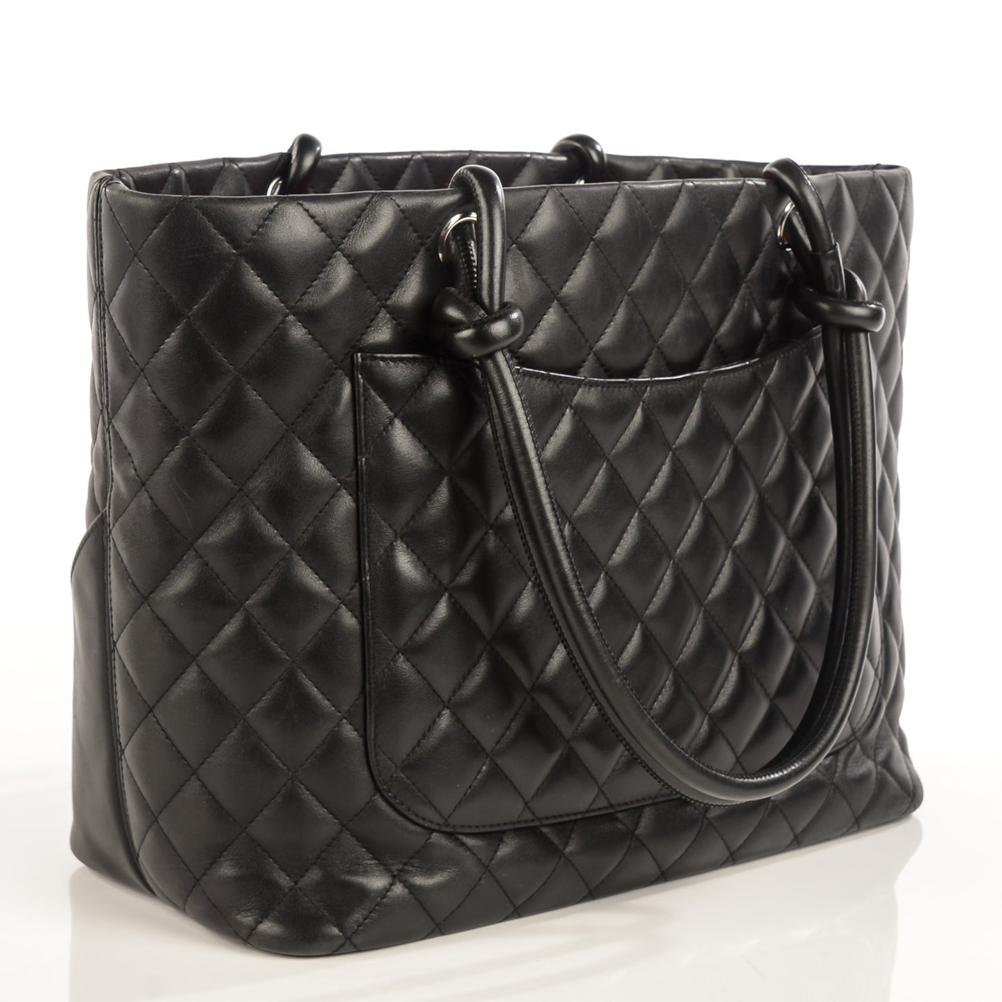 Calfskin Quilted Large Cambon Tote Black
