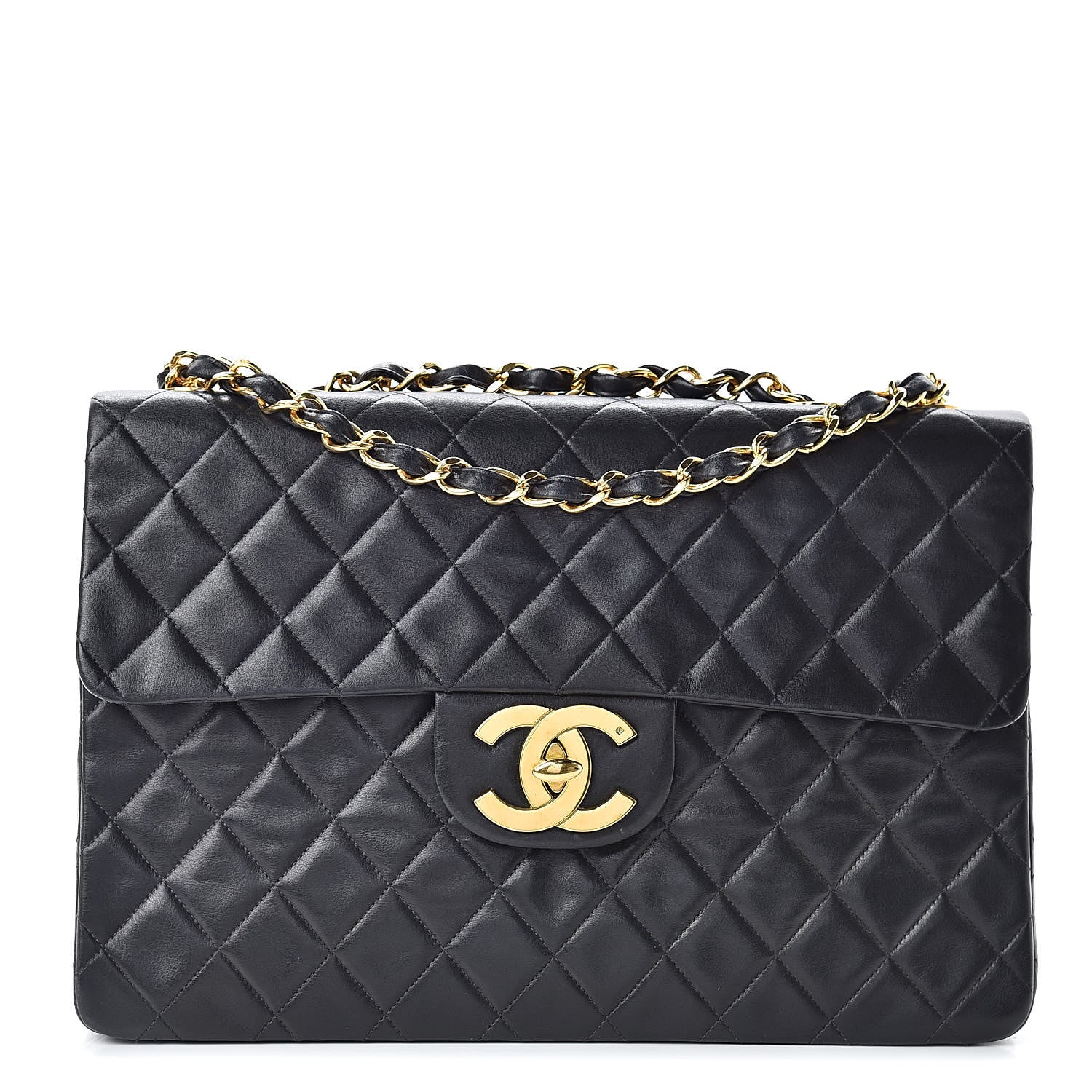 Chanel Lambskin Quilted XL Jumbo Single Flap Black 1 of 11