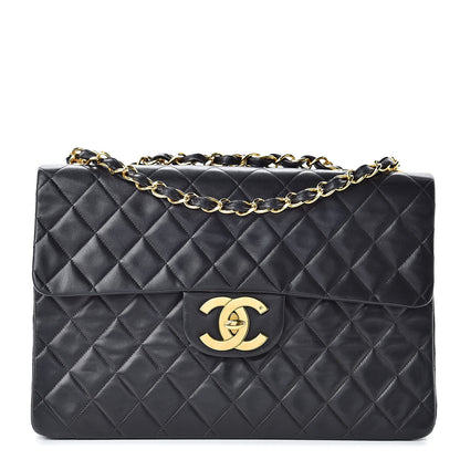 Chanel Lambskin Quilted XL Jumbo Single Flap Black 1 of 11