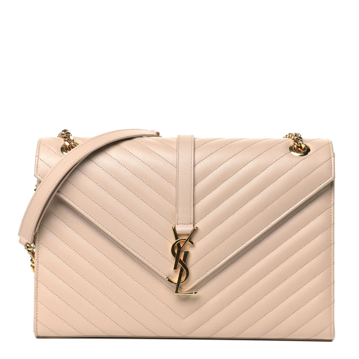 Grain De Poudre Matelasse Chevron Large Monogram Satchel Nude Powder