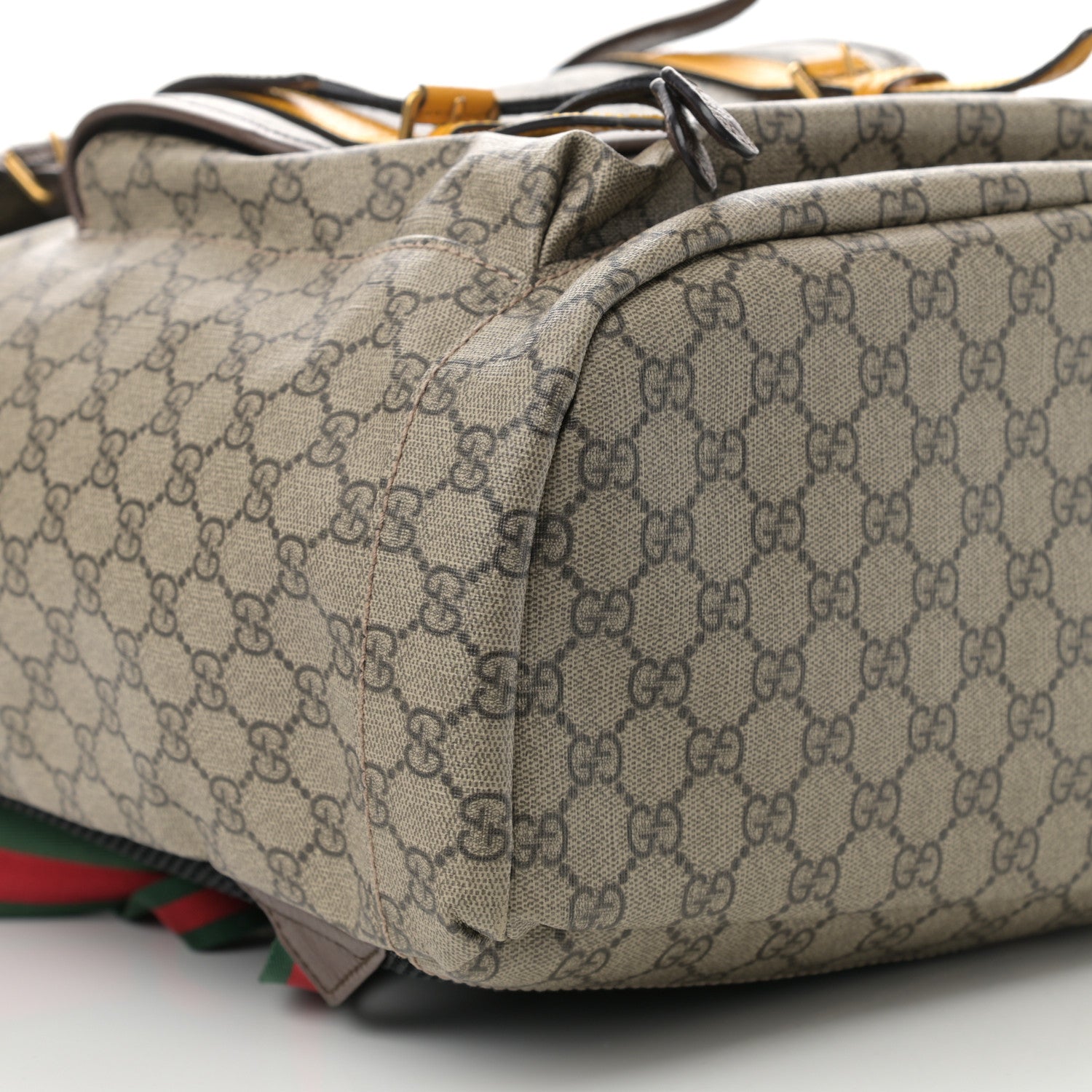Gucci Soft GG Supreme Monogram Neo Vintage Double Buckle Backpack Beige New Acero Crop 9 of 10