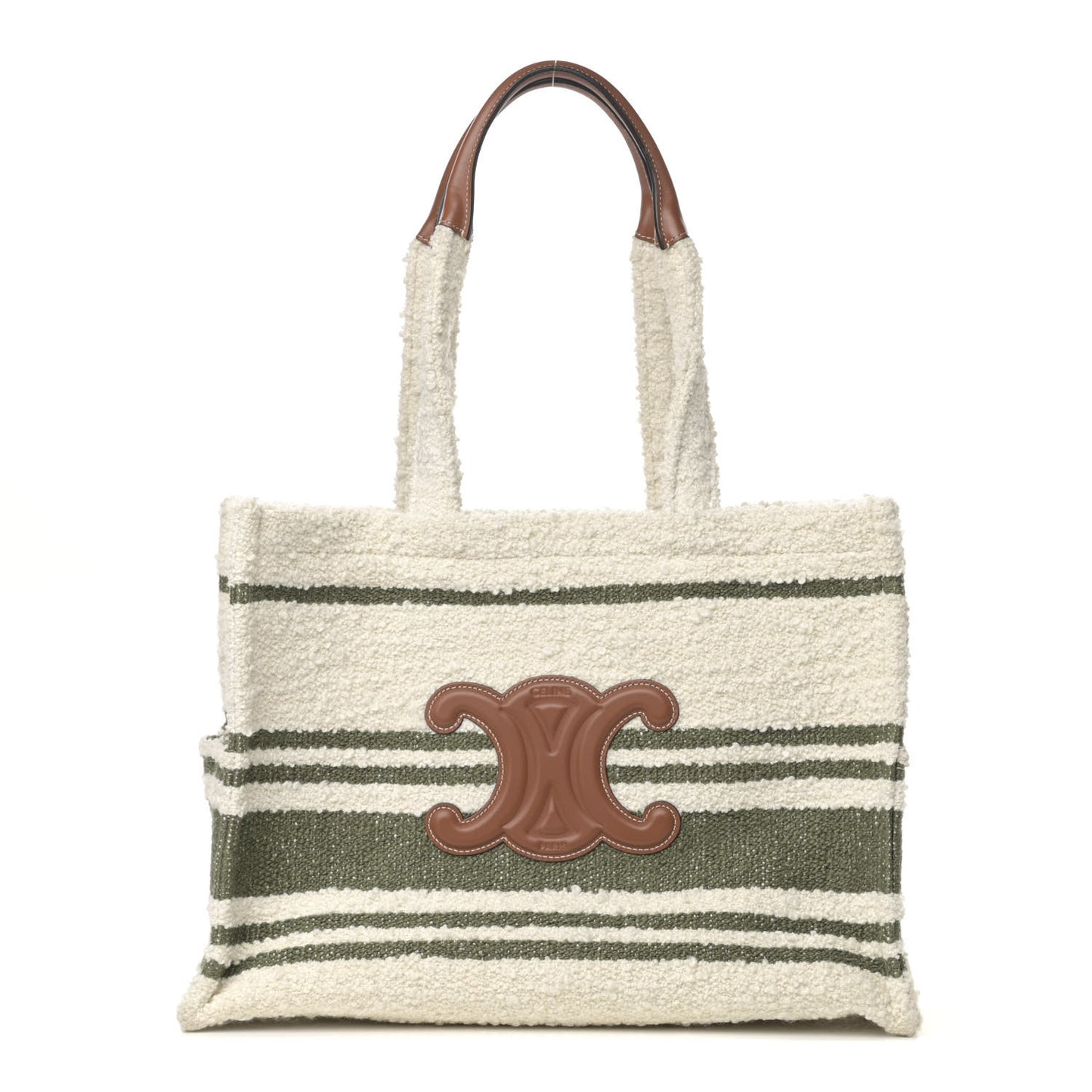 Stripe Triomphe Large Cabas Thais Khaki Tan