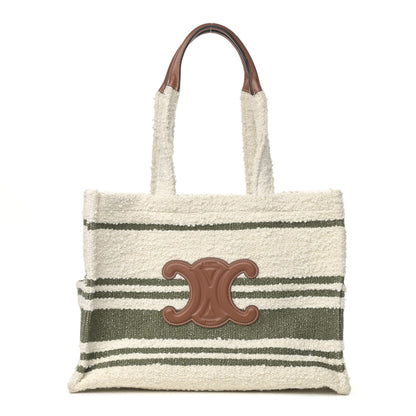 Celine Stripe Triomphe Large Cabas Thais Khaki Tan 1 of 14