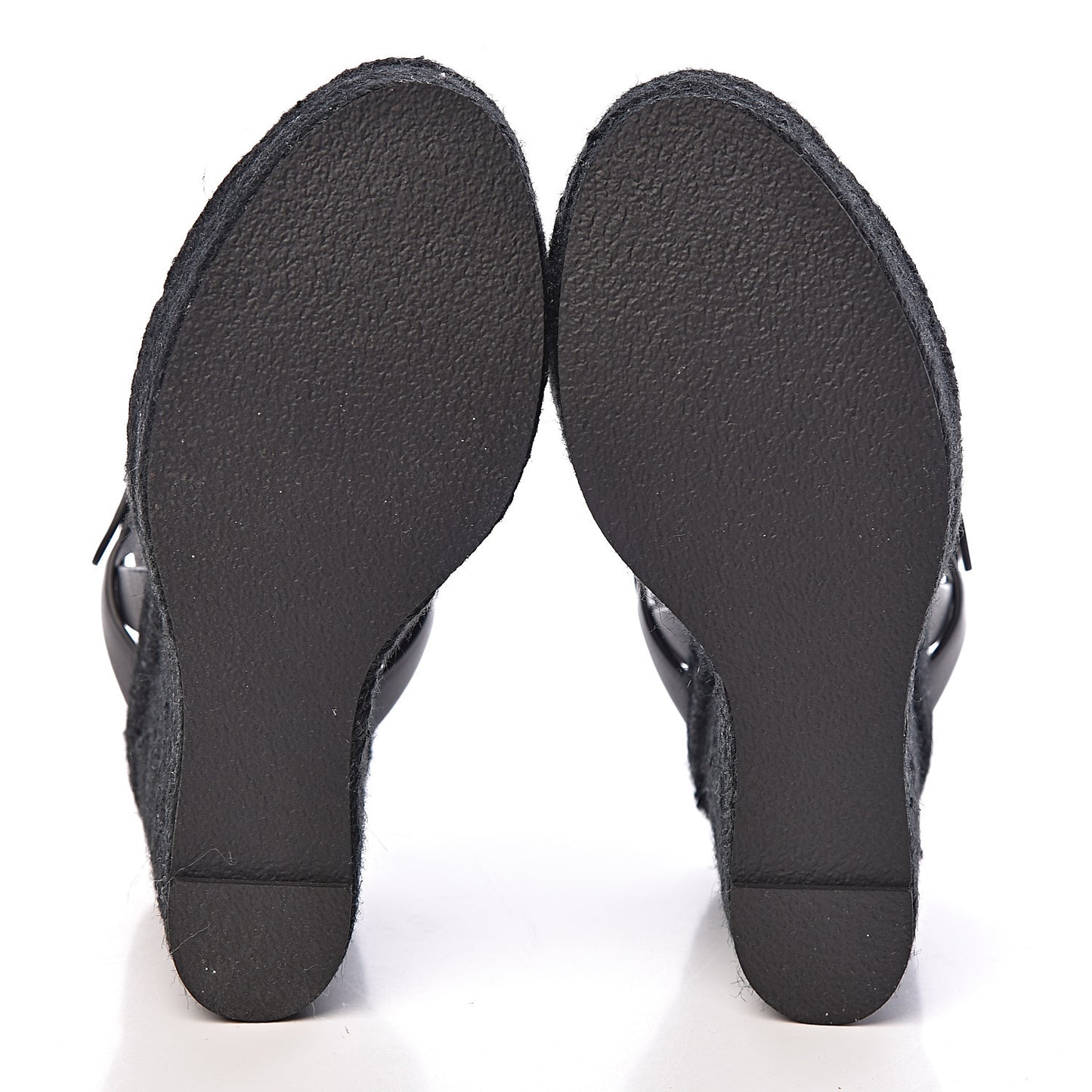 Calfskin Tribute 95 Platform Espadrille Wedge Sandals 38.5 Black