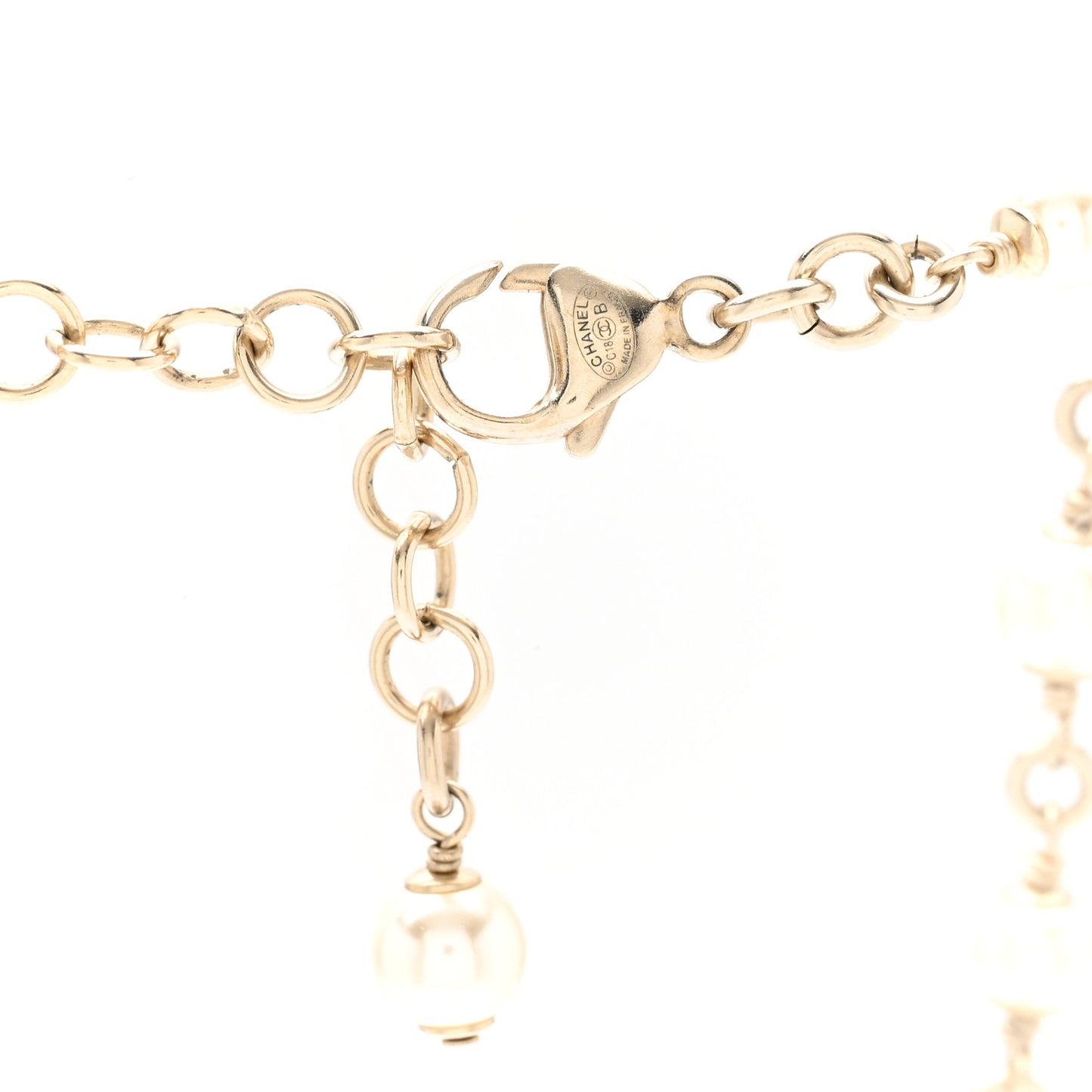 Pearl Crystal Beaded CC Pendant Necklace Gold Pink