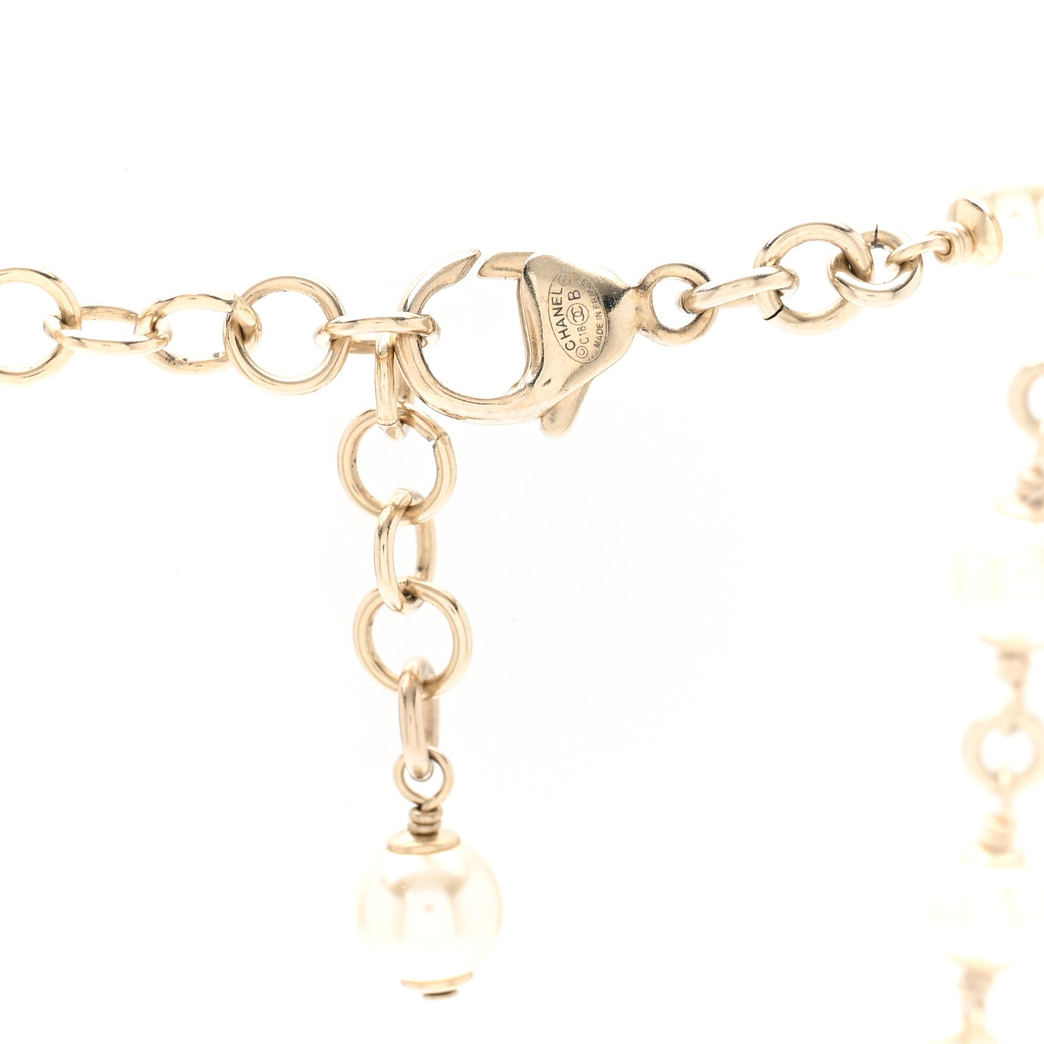 Chanel Pearl Crystal Beaded CC Pendant Necklace Gold Pink 5 of 6
