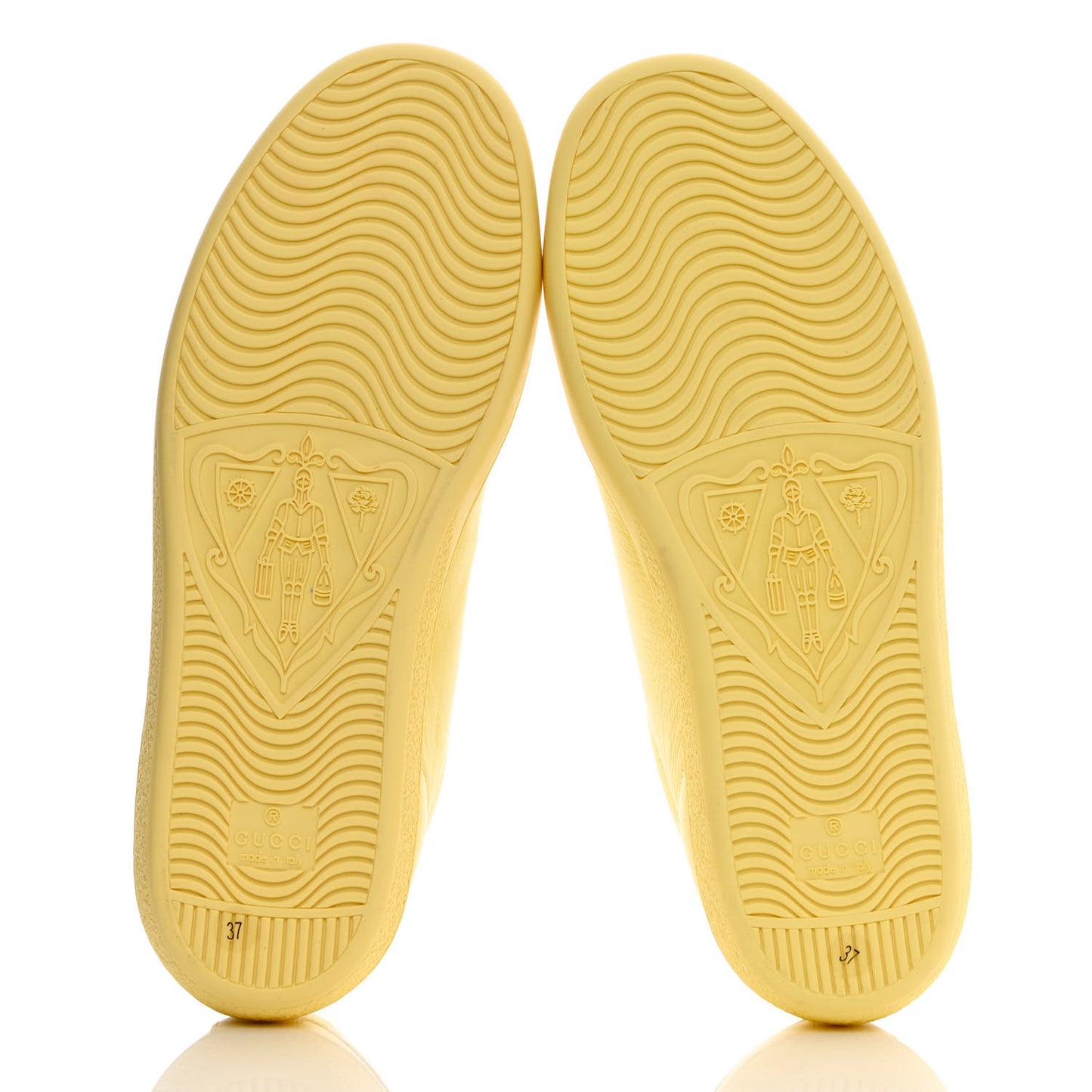Calfskin Interlocking G Perforated Womens Ace Sneakers 37 Banana Straw Yellow