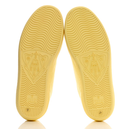 Gucci Calfskin Interlocking G Perforated Womens Ace Sneakers 37 Banana Straw Yellow 5 of 11