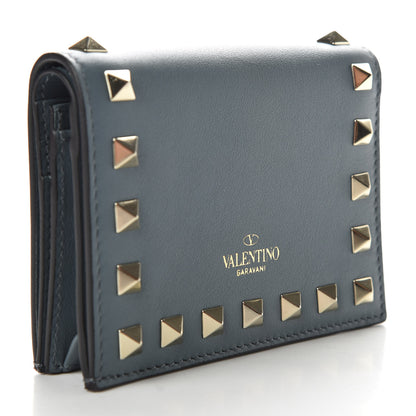 Valentino Garavani Calfskin Rockstud French Flap Wallet Sarcelle 3 of 9
