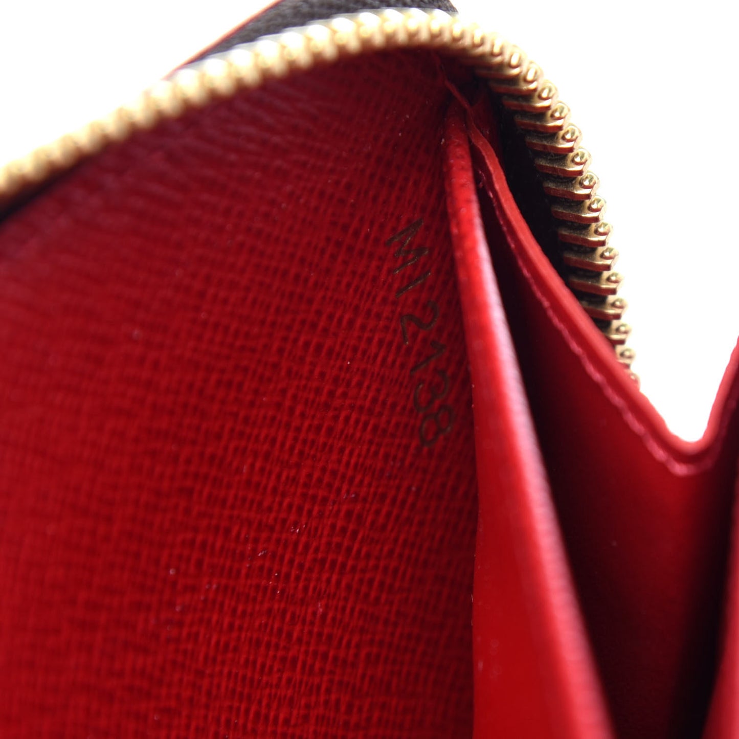 Damier Ebene Studded Zippy Wallet Cherry
