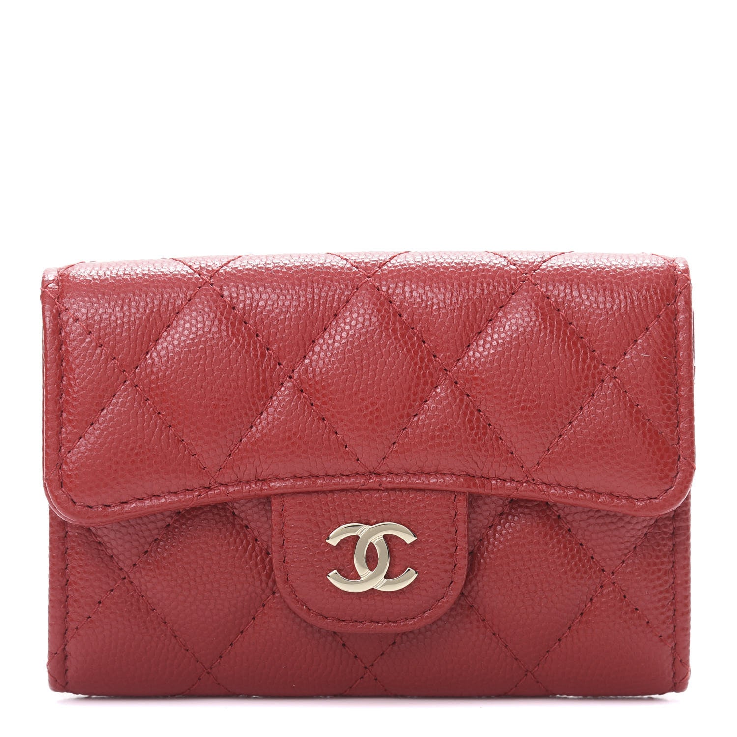 Chanel Caviar Quilted Flap Card Holder Red 1 of 9