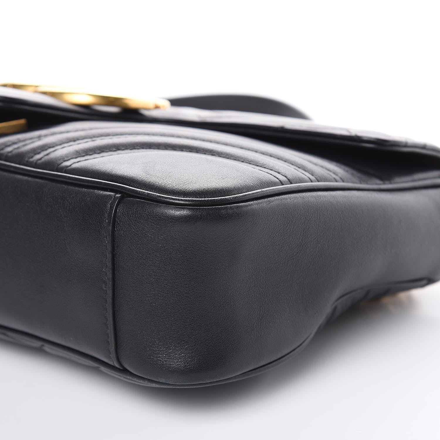 Gucci Calfskin Matelasse Medium GG Marmont Shoulder Bag Black 9 of 15