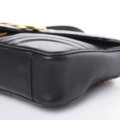Gucci Calfskin Matelasse Medium GG Marmont Shoulder Bag Black 9 of 15