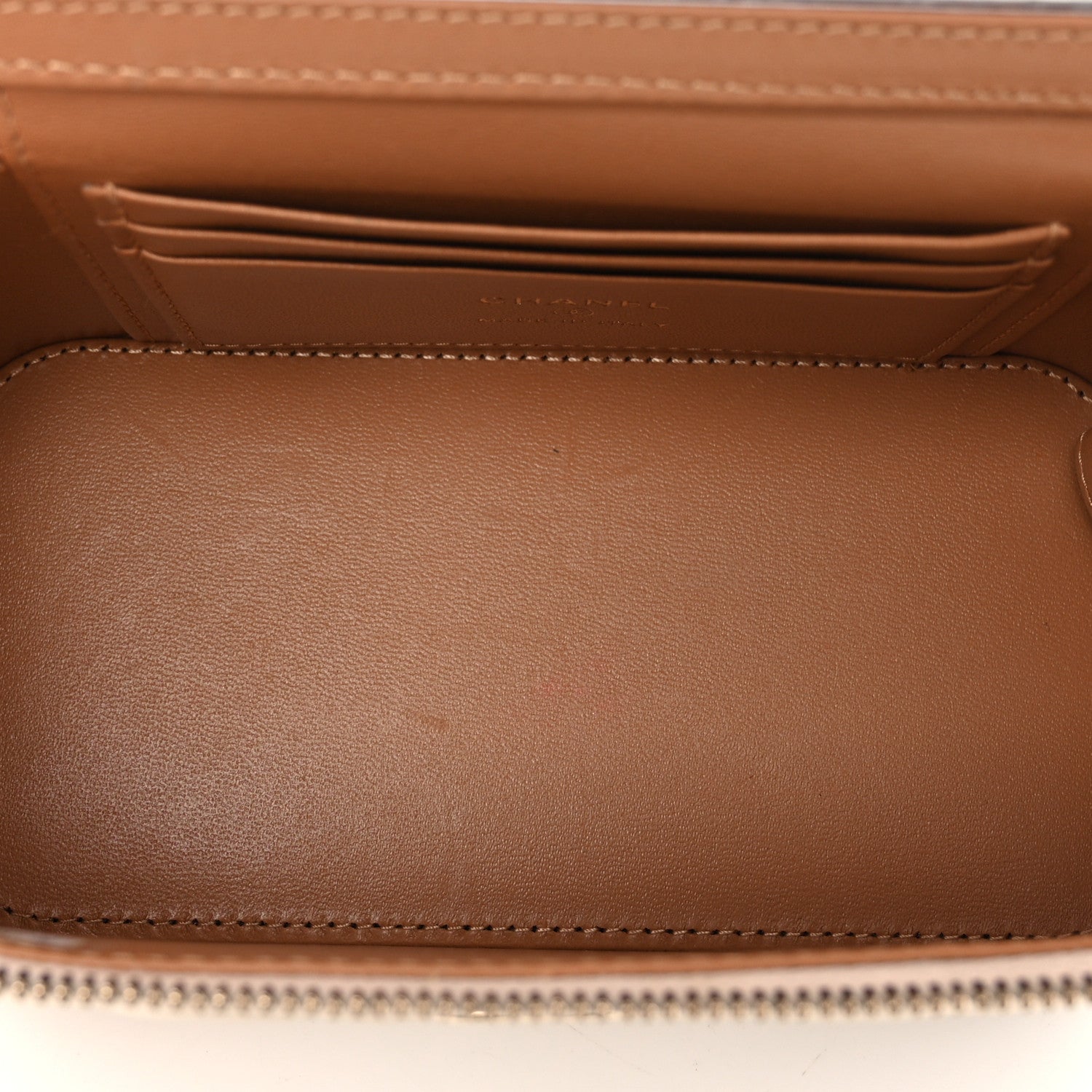 Chanel Lambskin Quilted Small Top Handle Vanity Case With Chain Ecru Dark Beige 5 of 11