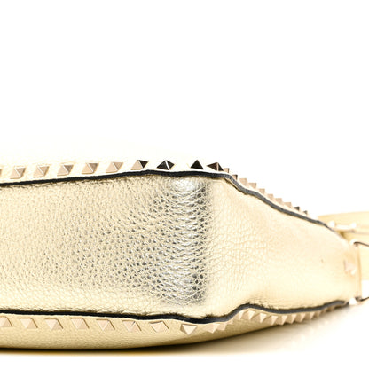 Valentino Garavani Metallic Pebbled Calfskin Small Rockstud Flip-Lock Messenger Bag Platino 9 of 9