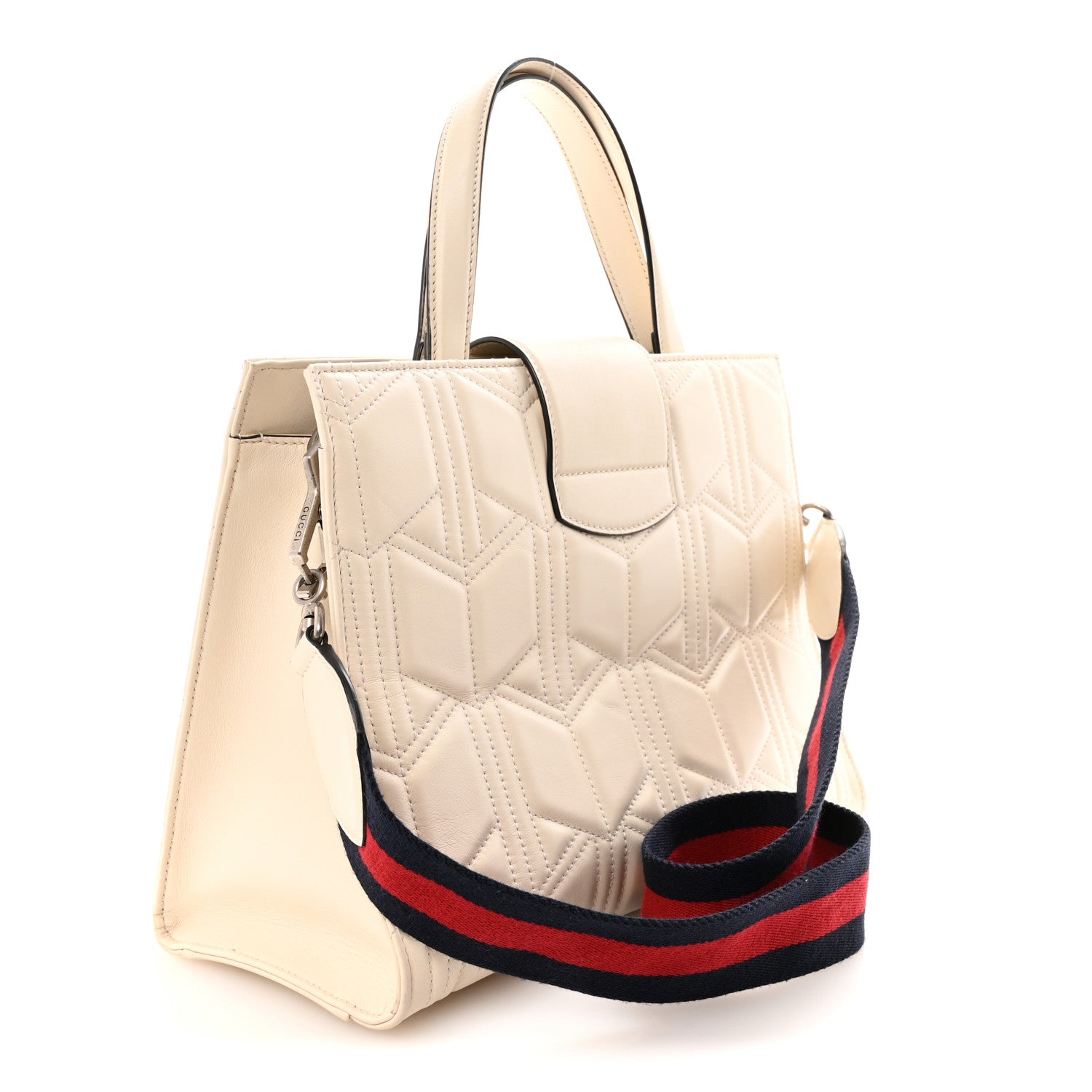 Gucci Cafskin Web Quilted Large Dionysus Tote Bag White 3 of 10