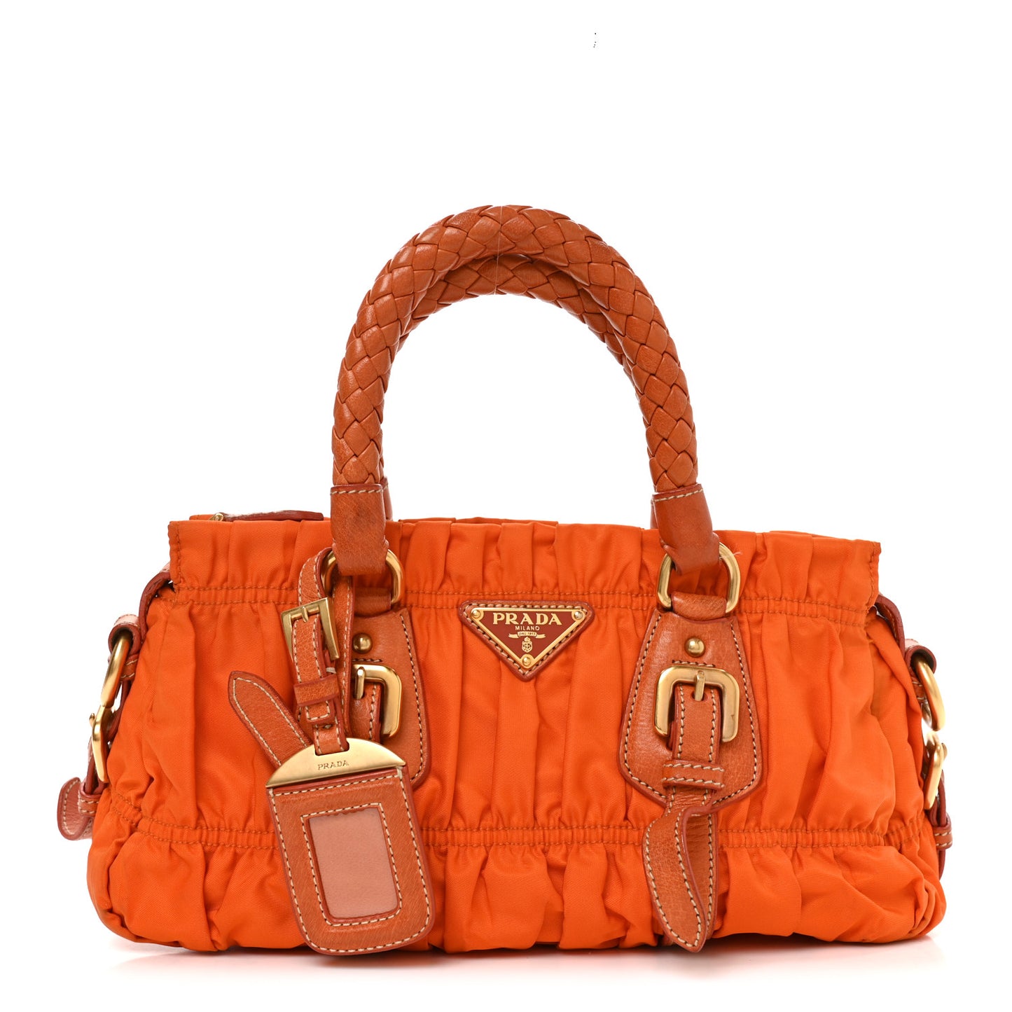 Tessuto Nylon Gaufre Shopping Satchel Papaya