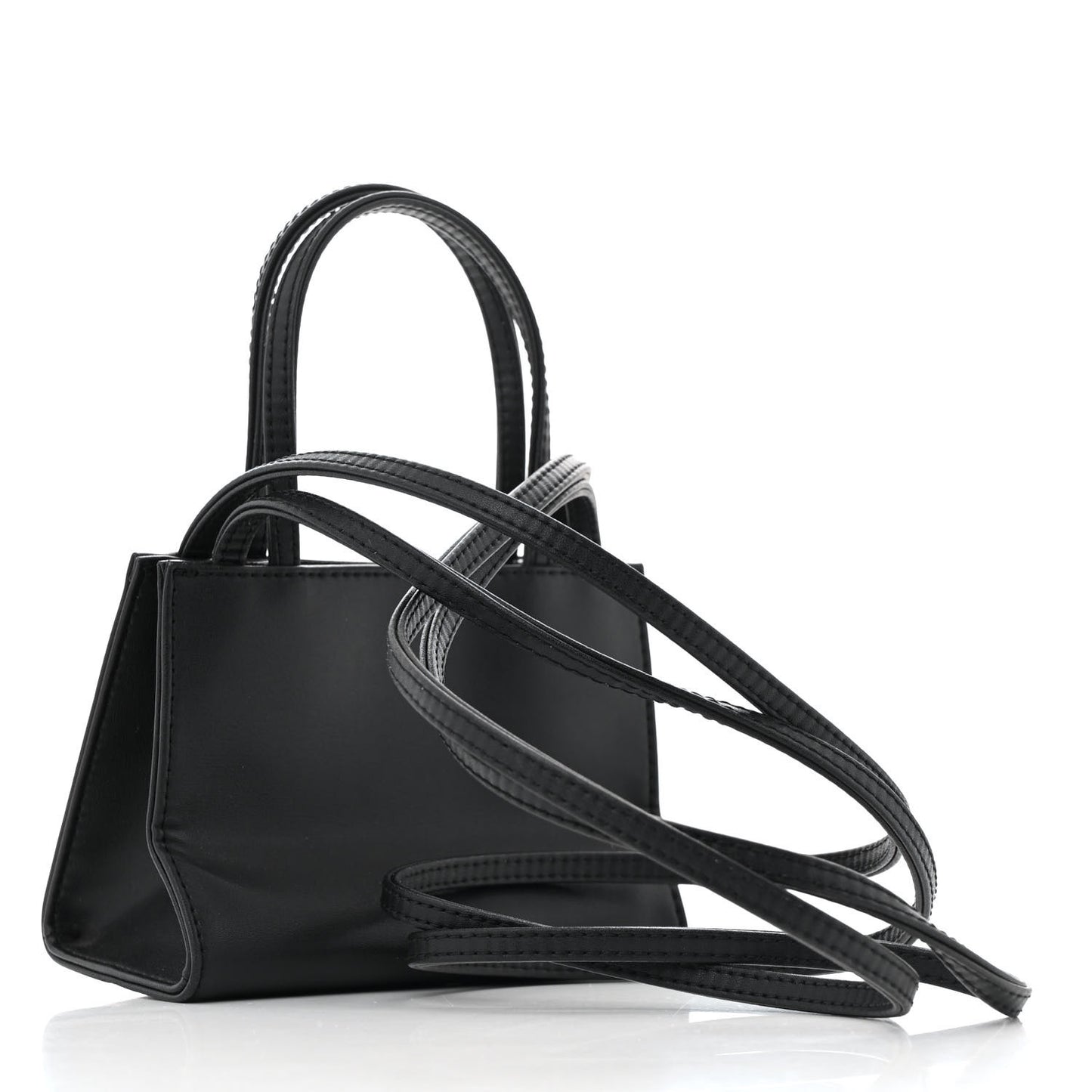 Vegan Leather Small Shopping Bag Black
