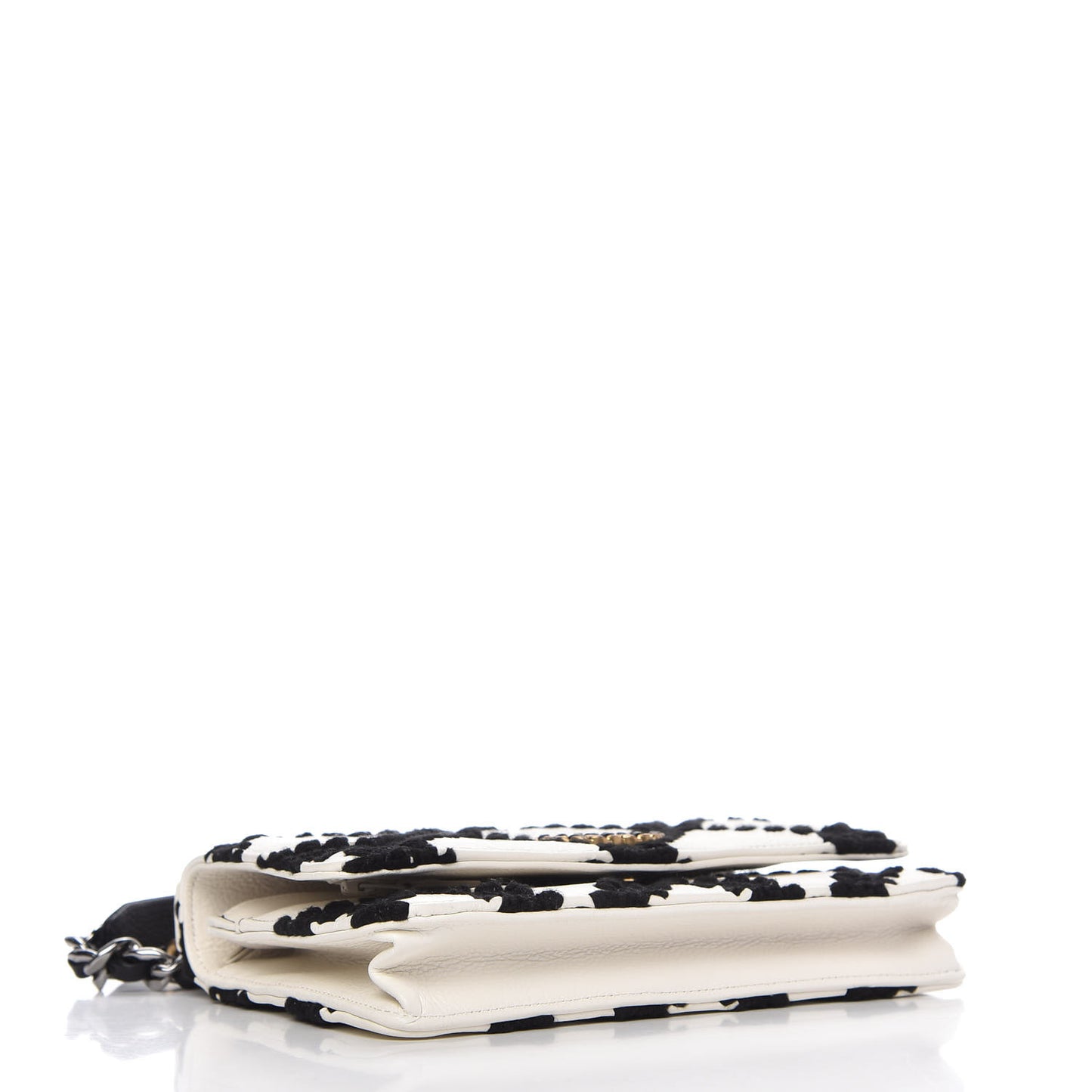 Calfskin Crochet Chanel 19 Wallet On Chain WOC White Black