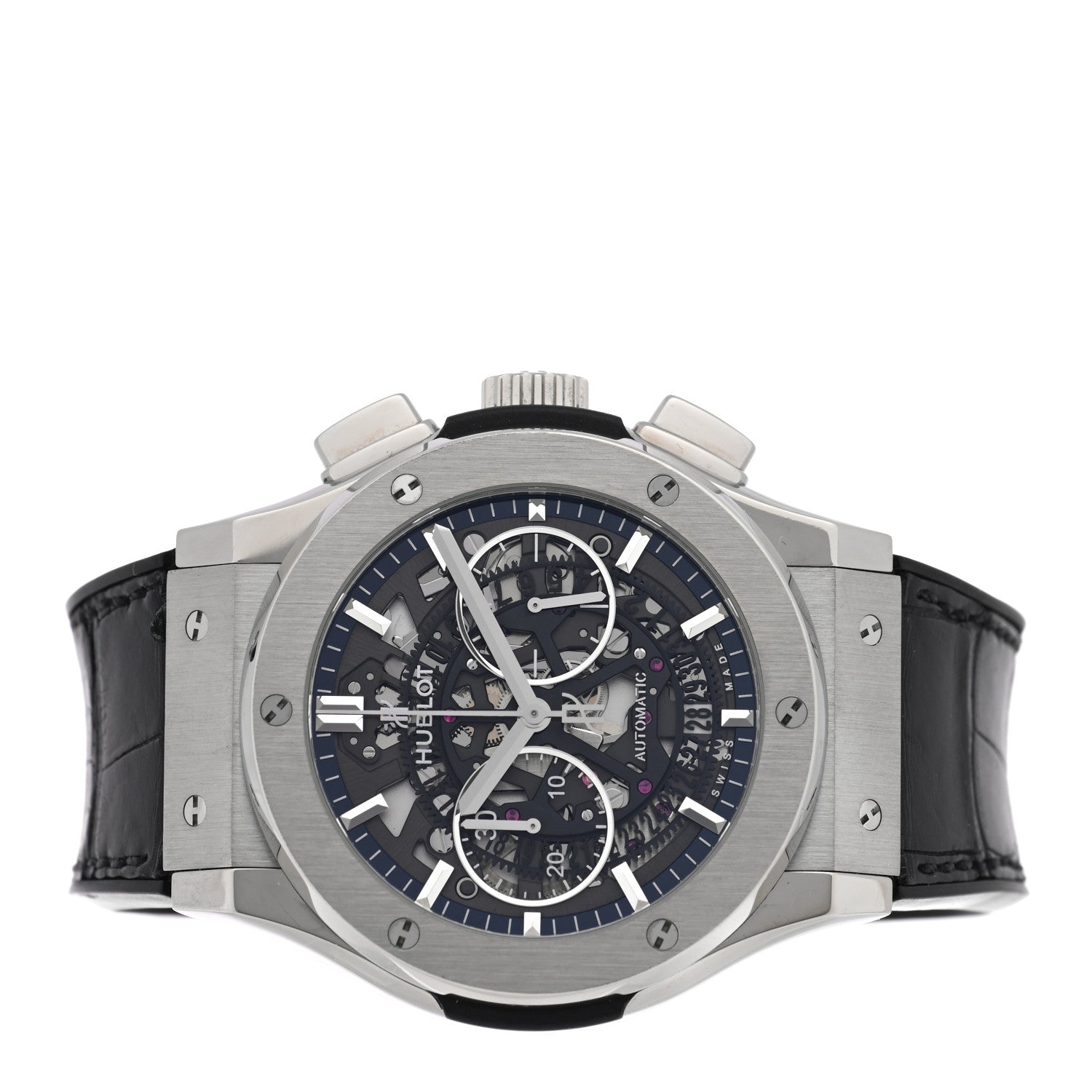 Hublot Titanium Alligator 45mm Classic Fusion Aerofusion Chronograph Automatic Watch Black 525.NX.0170.LR 2 of 5