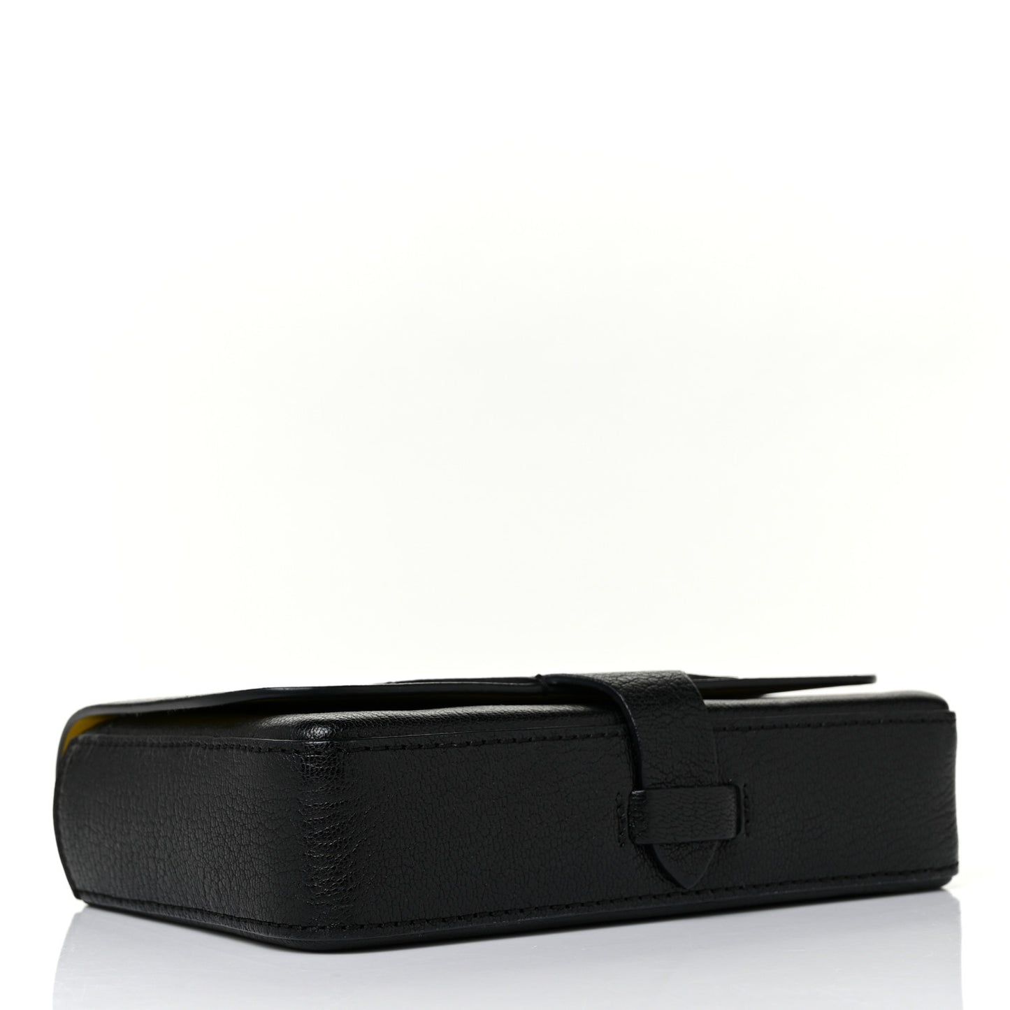 Grainy Calfskin Equestrian Shield Wallet Black
