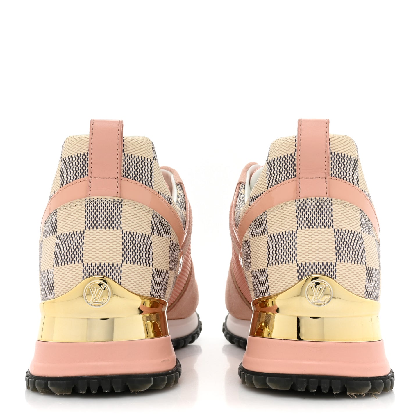 Suede Damier Azur Run Away Sneakers 36 Pink