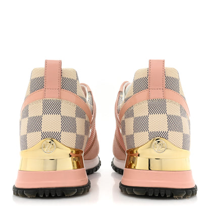 Louis Vuitton Suede Damier Azur Run Away Sneakers 36 Pink 4 of 10