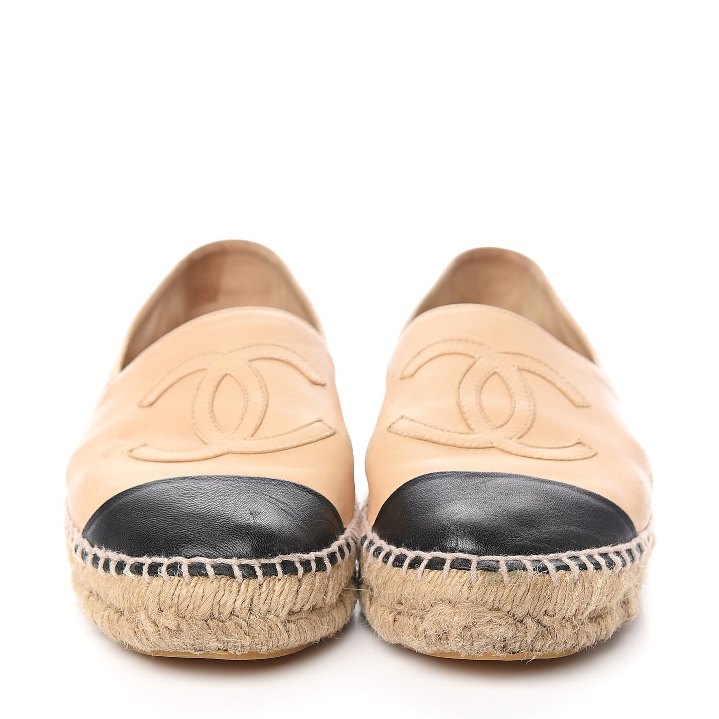Lambskin CC Espadrilles 37 Beige Black