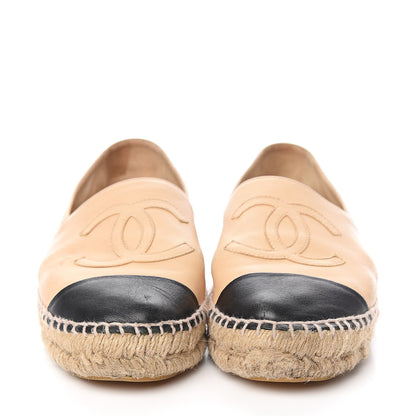 Chanel Lambskin CC Espadrilles 37 Beige Black 2 of 15