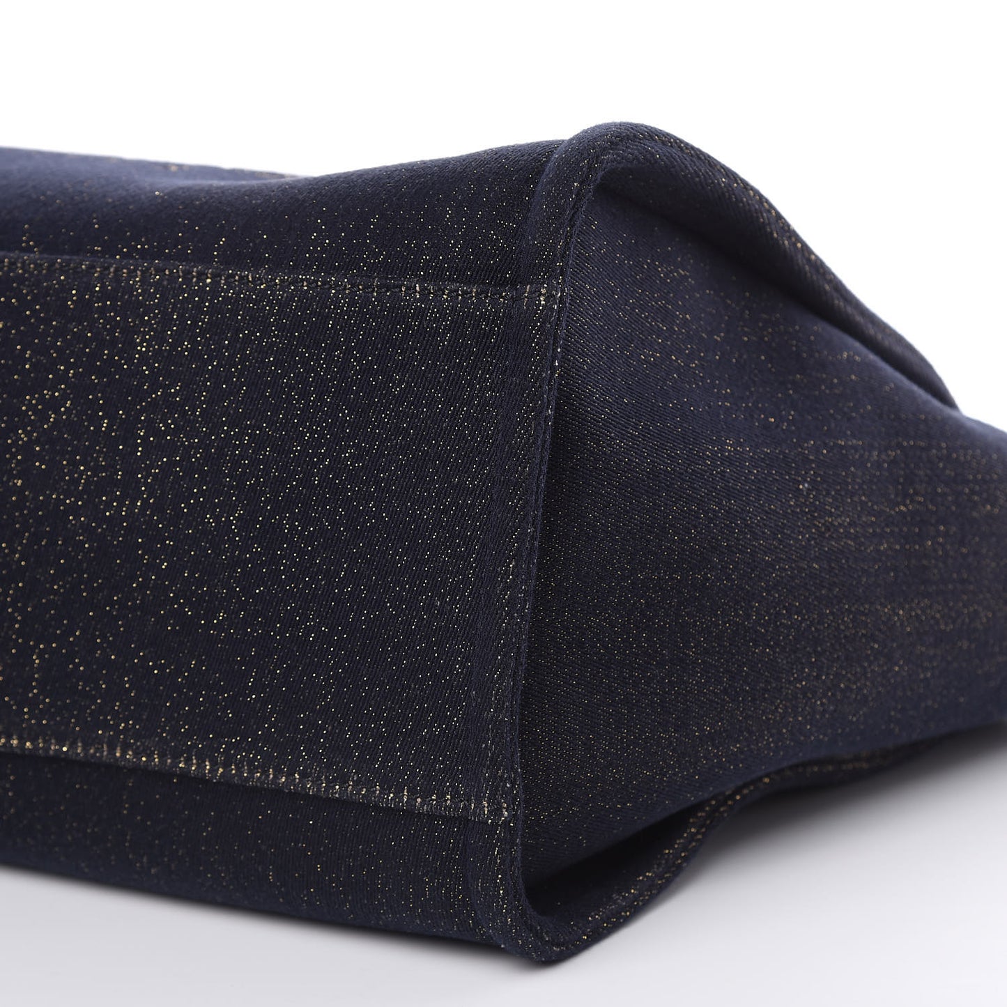 Lurex Canvas Medium Deauville Tote Navy Blue Gold