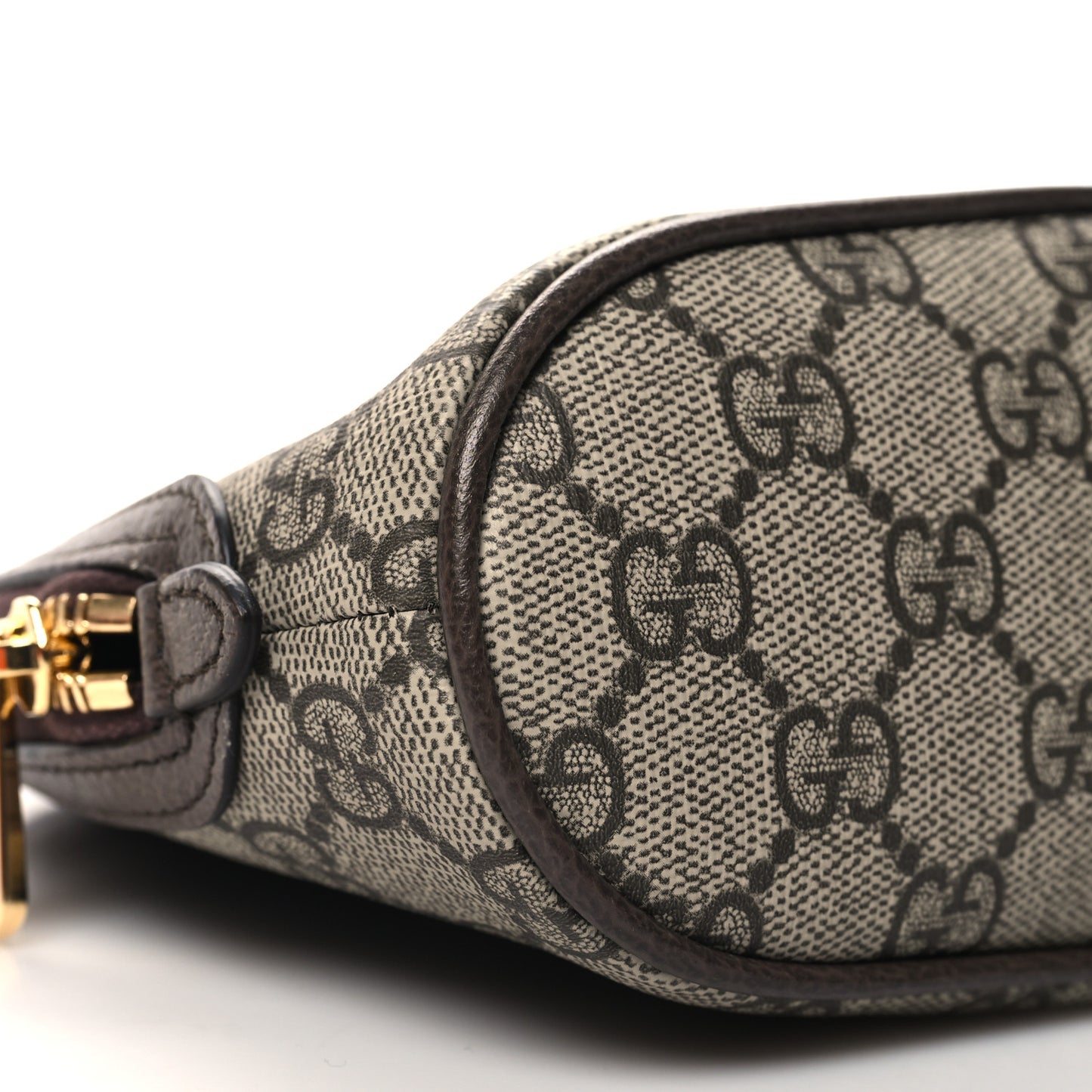 GG Supreme Monogram Textured Calfskin Web Large Ophidia Cosmetic Case Beige Ebony New Acero