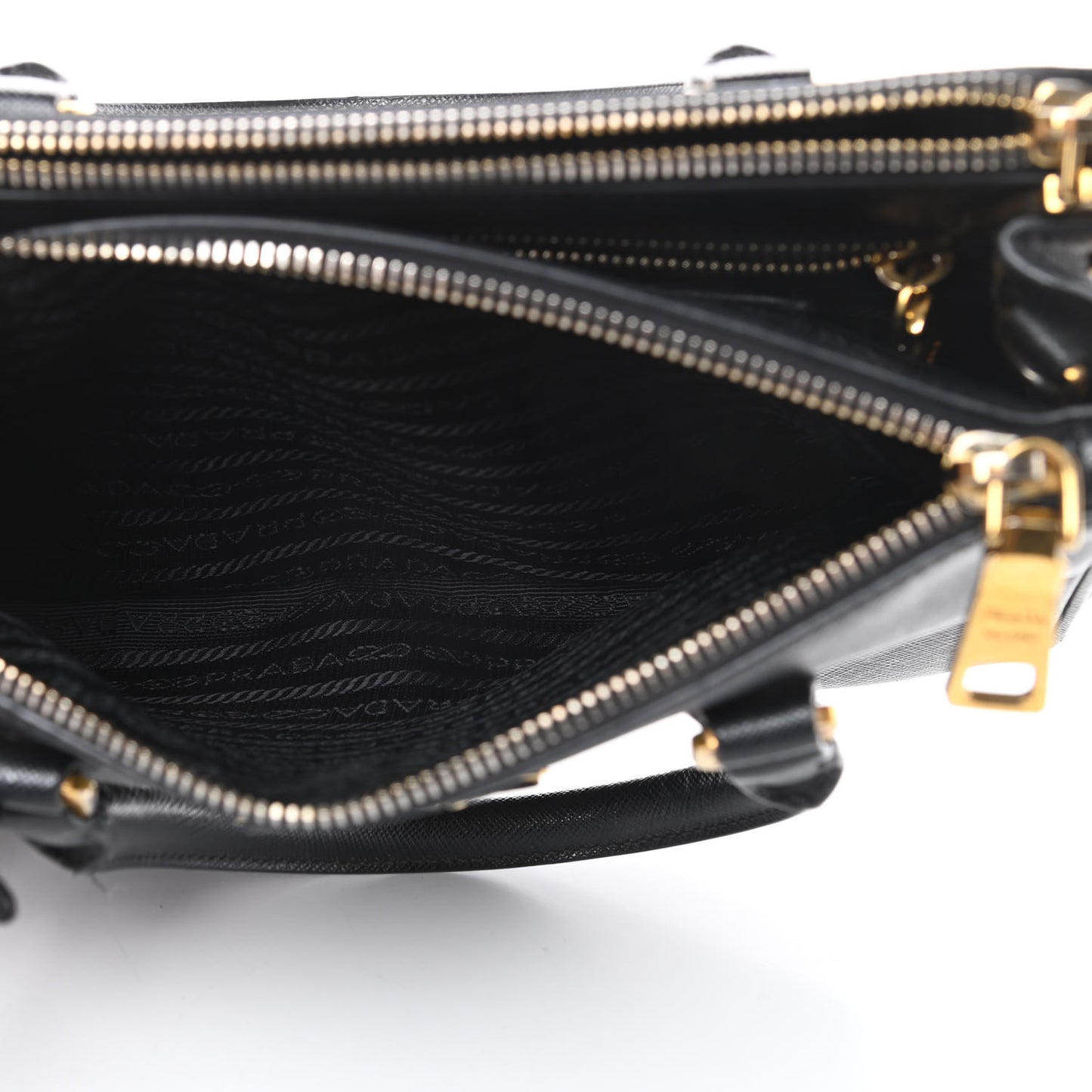 Saffiano Mini Galleria Double Zip Tote Black
