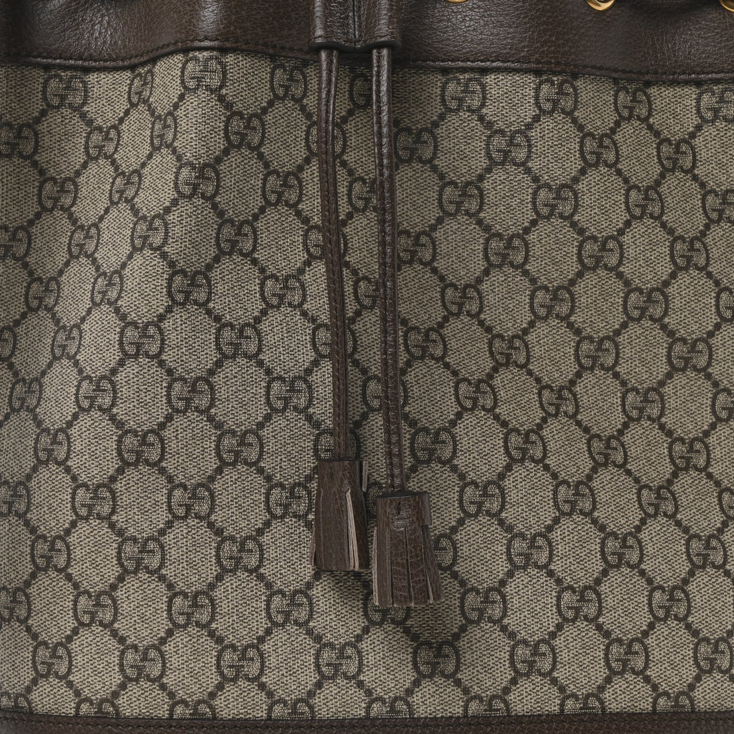 GG Supreme Monogram Web Ophidia Bucket Bag Brown