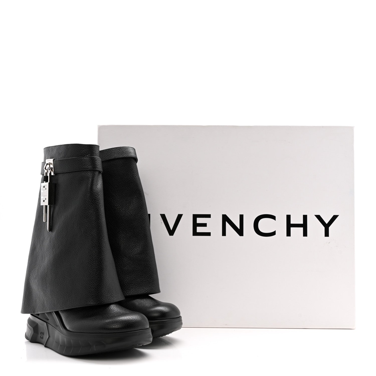 Givenchy Grained Calfskin Shark Lock Biker Ankle Boots 37 Black 13 of 13