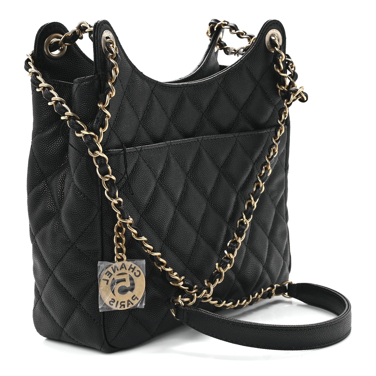 Chanel Caviar Quilted Wavy CC Hobo Black 3 of 11