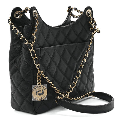 Chanel Caviar Quilted Wavy CC Hobo Black 3 of 11