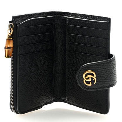 Gucci Piuma Calfskin Medium Bamboo Double G Wallet Black 5 of 6
