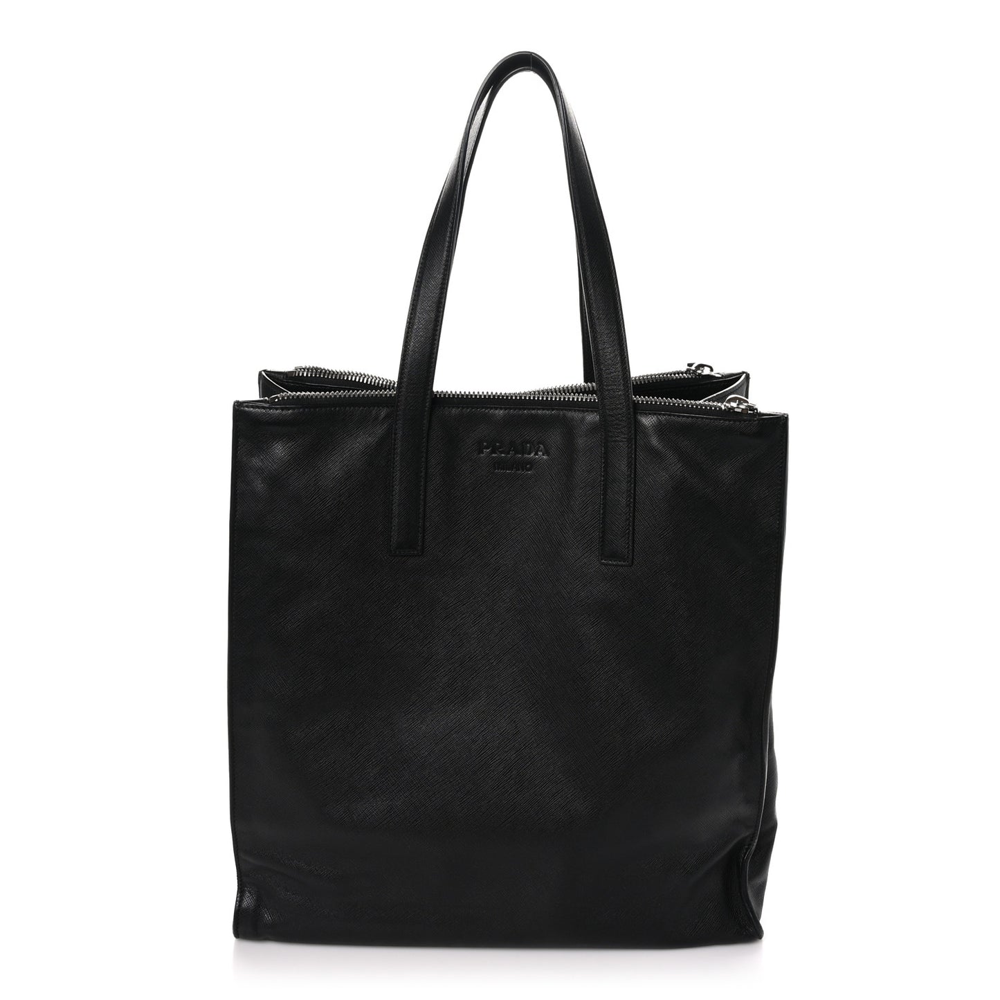 Double Zip Saffiano Tote Black