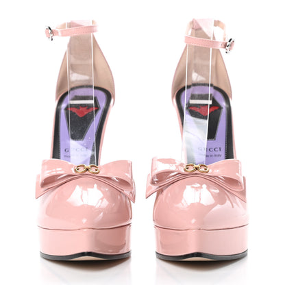 Gucci Patent Crystal GG Bow Sadie Spike Ankle Strap d'Orsay Platform High Heel Pumps 38.5 Perfect Pink 2 of 10