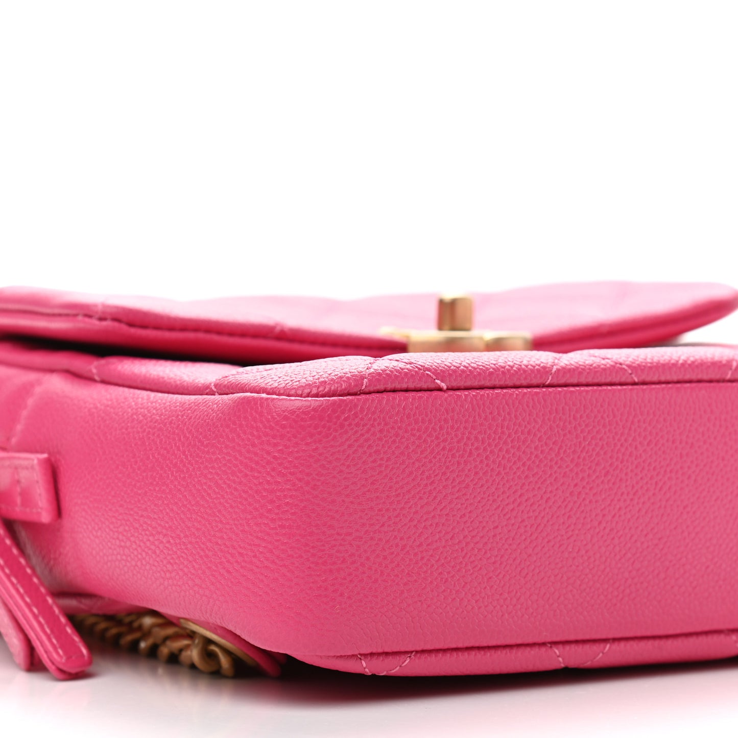 Shiny Caviar Quilted Chain Melody Backpack  Pink