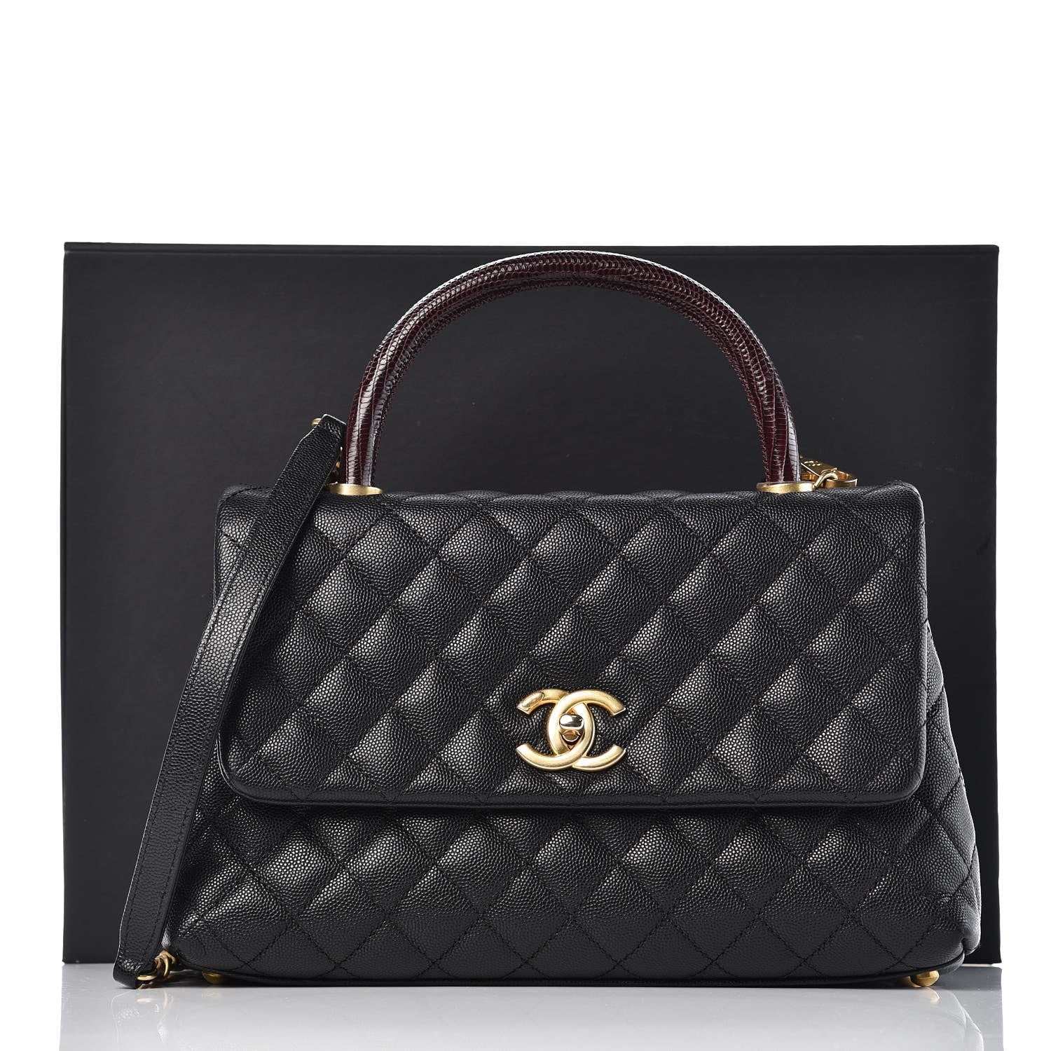 Chanel Caviar Lizard Quilted Small Coco Handle Flap Black 9 of 9