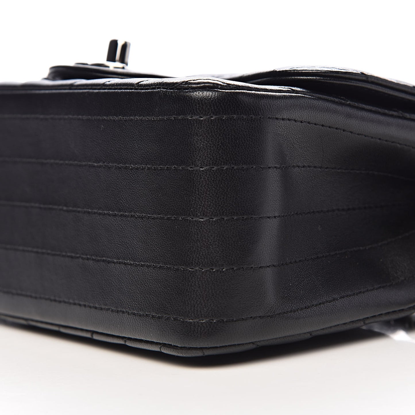 Lambskin Chevron Quilted Mini Square Flap Black