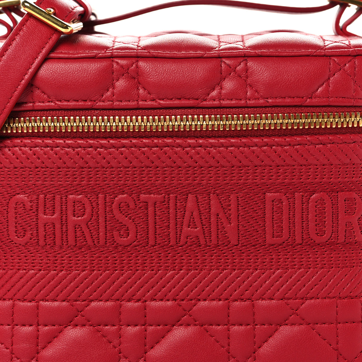 Christian Dior Lambskin Cannage Small Diortravel Vanity Case Red 7 of 10
