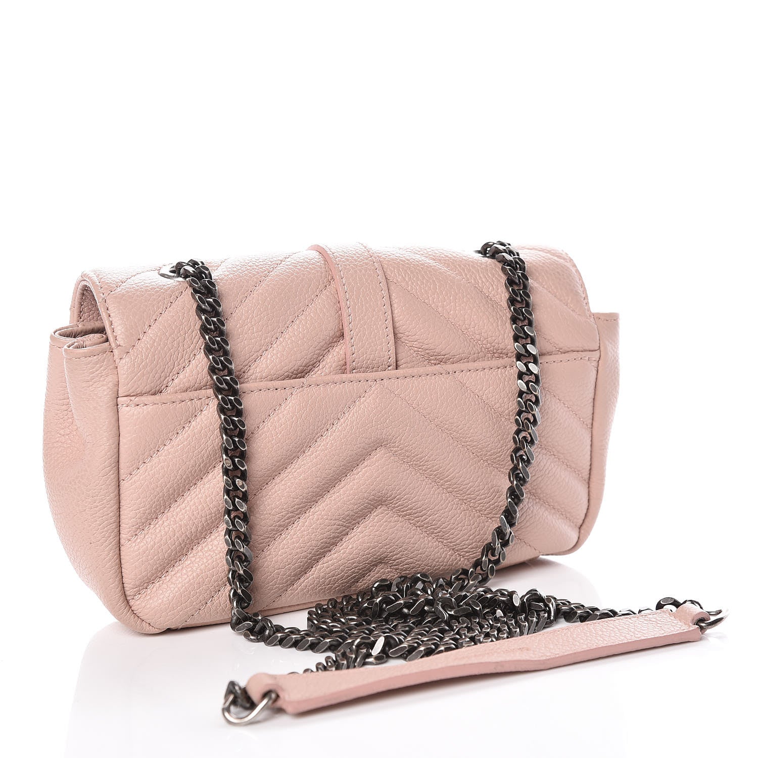 Saint Laurent Sheepskin Matelasse Monogram Classic Baby Chain Pale Pink Bag 3 of 13
