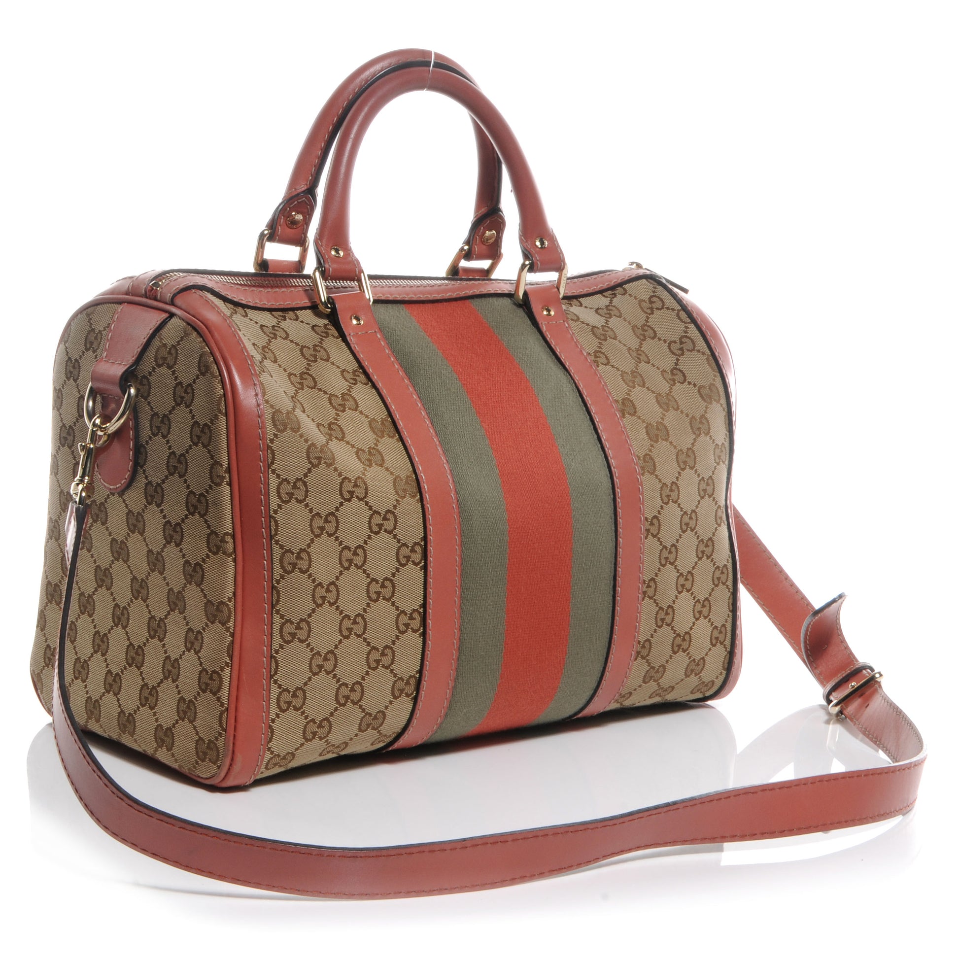 Gucci Monogram Vintage Web Medium Boston 3 of 8